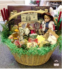 A hand-assembled gift basket