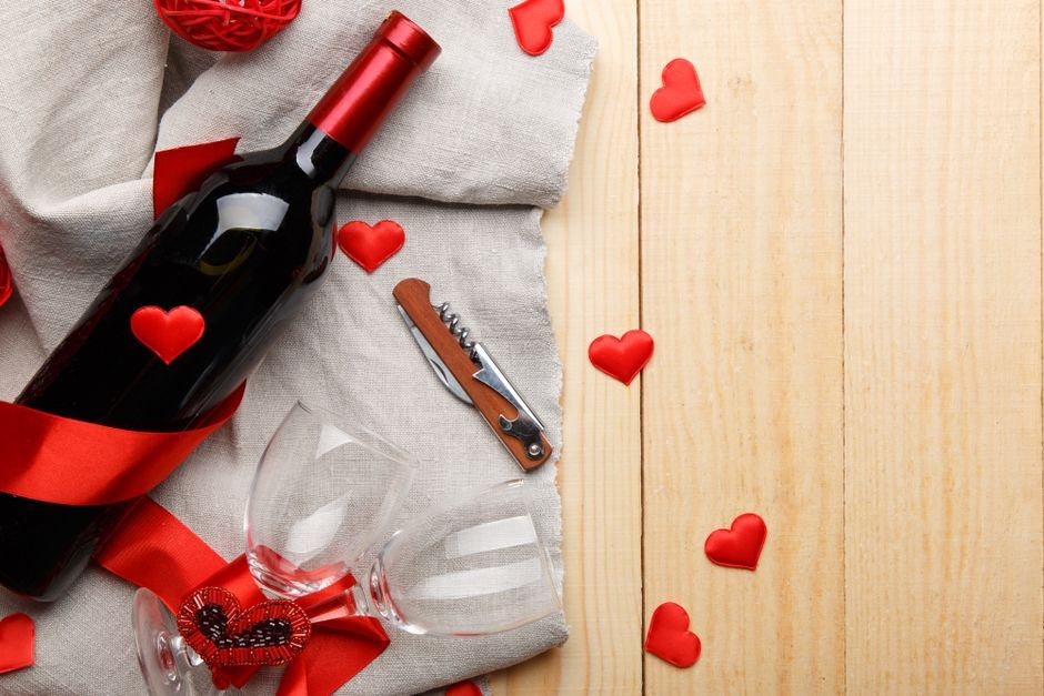 Wine gift basket on a celebration table