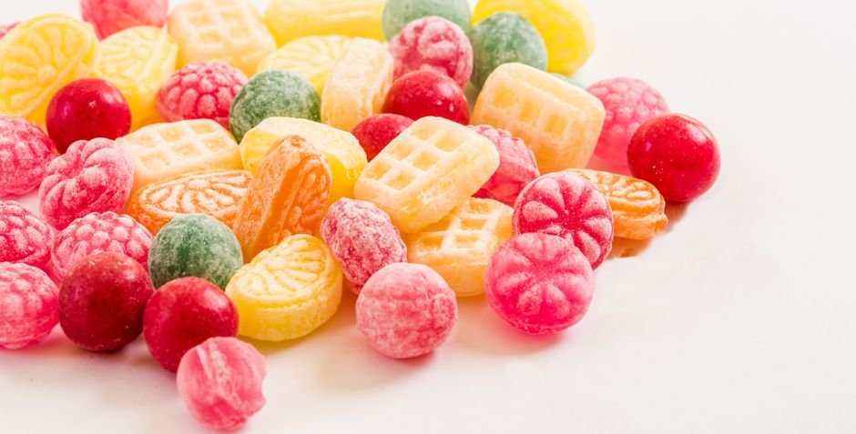 Assortment of colorful old fashioned hard candy including mint varieties