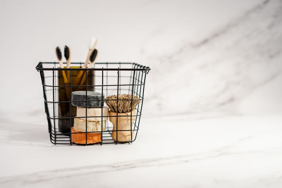 Spa gift basket with bath and self-care essentials